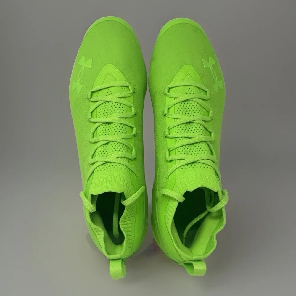 *NEW Men Size 15 Under Armour Spotlight Suede Pro MC Football Cleats Neon Green